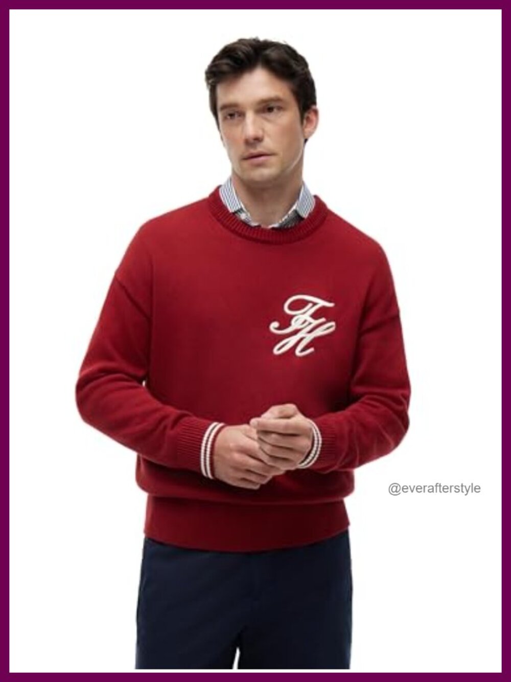Cotton Crewneck Pullover Sweater Embroidered Script Logo
